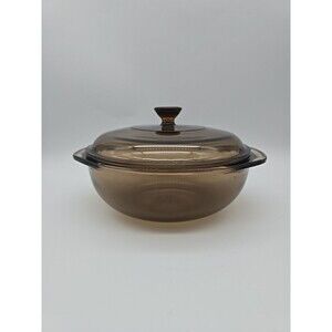Vintage Pyrex Fireside 023-N Amber 1.5 Quart Round Covered Casserole w/ 623C Lid